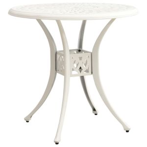 vidaXL mesa de jardín aluminio fundido blanca 78x78x72 cm