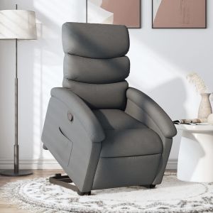 Sillón reclinable elevable de tela gris oscuro qweo9100