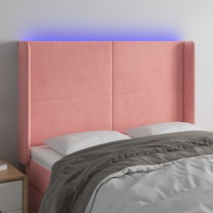 Cabecero con LED de terciopelo rosa 147x16x118/128 cm eso2408