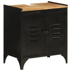 Armario de lavabo de baño hierro y madera mango 55x35x60 cm(sin lavabo)