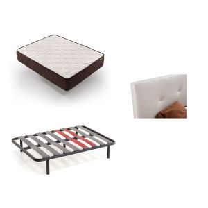 Pack colchón 105x180 y somier y cabecero blanco descansin