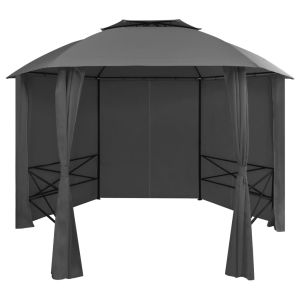 vidaXL carpa de jardín con cortinas hexagonal 360x265 cm