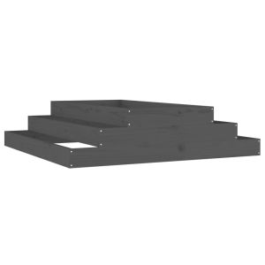 vidaXL jardinera de madera maciza de pino gris 110x110x27 cm