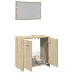 Set de muebles de baño 2 pzas madera contrachapada roble sonoma