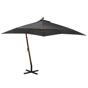 vidaXL sombrilla jardín coLGante con palo madera abeto antracita 3x3 m