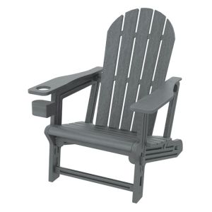 Silla adironack con portavasos, gris, plástico con aspecto madera