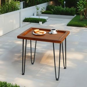 Mesa de centro de madera maciza natural para salón y terraza