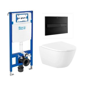 Pack roca duplo one + pl7 negro mate + wc roca ona 53