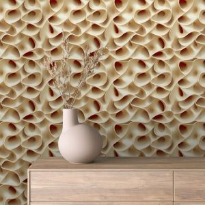 Papel pintado 3d olas beige y rojo 60cm por 250cm