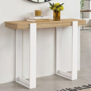 Consola industrial - madera y blanco - 100x33x75 cm