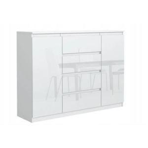 Cómoda demi 2d4s - blanco/brillo - 140x39 cm