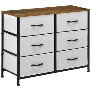 Cajonera de tela 80x30x62.5 cm acero, mdf, tela no tejida color gris Homcom