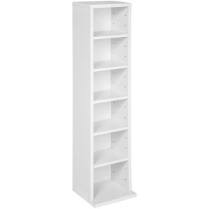 Estantería con 6 compartimentos para 102 cds, 90x21x20 cm, blanco