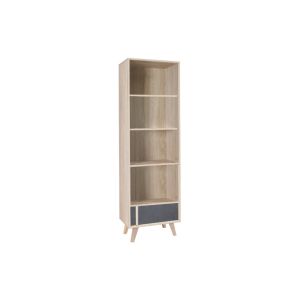 Biblioteca malmo roble claro y gris – 1 puerta y 4 nichos