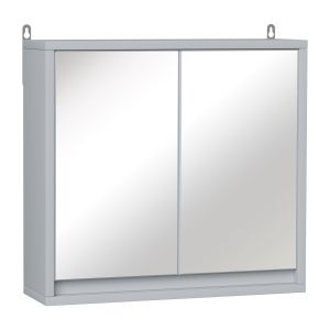 Armario con espejo mdf, melamina de madera, vidrio color gris 48x14.5x45 cm