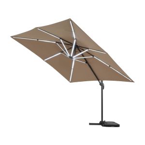 Parasol de jardin LED alu "sun 4 luxe" - rectangular - 3 x 4 m - topo - las