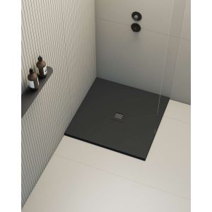 Plato de ducha poalgi - 90x90 cm - negro - extraplano, antideslizante