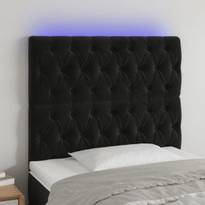 Cabecero con luces LED terciopelo negro 100x7x118/128 cm eso3616