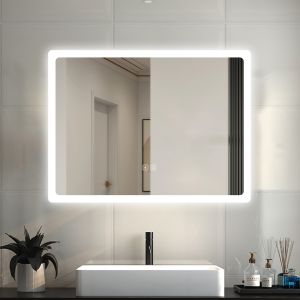 Aica espejo de baño LED 80 x 60cm, bluetooth,luminosidad regulable