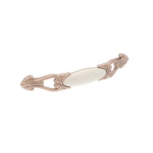 Tirador muebles en zamac y porcel 87 dist ent ejes 128mm oro rosa lote 25