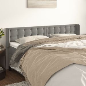 Cabecero de terciopelo gris claro 183x16x78/88 cm eso2678