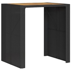 vidaXL mesa alta jardín superficie madera ratán pe negro 105x80x110 cm