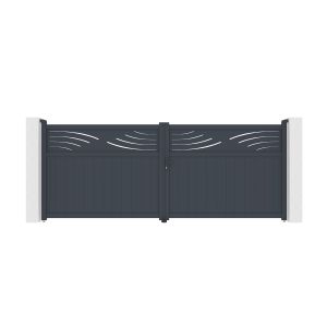 Pack puerta abatible halti 4m a.160cm + 2 postes a.190cm gris