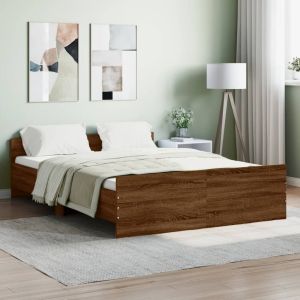 Cama con cabecero piecero roble marrón 140x190 cm