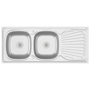 vidaXL fregadero de cocina doble seno acero inoxidable 1200x500x155 mm