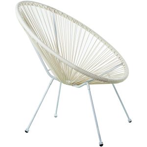 Sillon exterior acero, mimbre sintetico (pe) blanco
