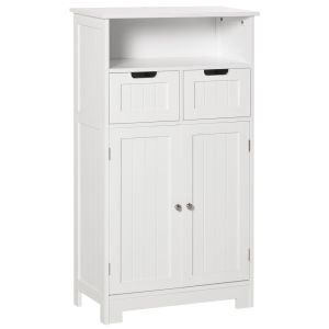 Armario de baño 60x30x108.8 cm mdf color blanco kleankin, hogar - baño