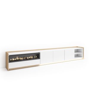 Mueble tv, 310x37x50cm, chimenea eléctrica, LED rf4862