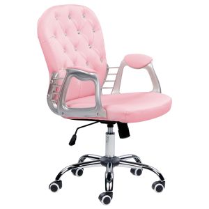Silla de escritorio princess piel sintética rosa