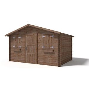 Caseta de jardín de madera 12 m2 - 4x3 m - 28 mm - impregnada - dom418