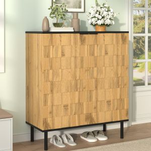 Zapatero 2 puertas con estantes ajustables natural 91,5x80x35cm