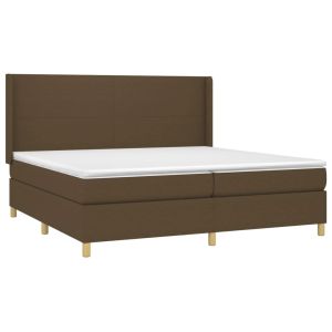vidaXL cama box spring con colchón tela marrón oscuro 200x200 cm