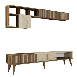 Mueble para la tele de madera <<milan>> - 180 x 35 x 40 cm - nogal, travert