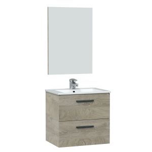 Mueble de baño alan 2 cajones, espejo y con lavabo, color alaska