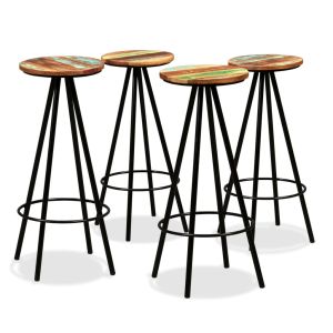 vidaXL taburetes de cocina 4 unidades madera maciza reciclada