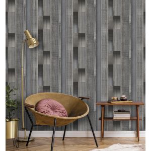 Papel pintado texturizado tnt tablas madera envejecida gris y negro