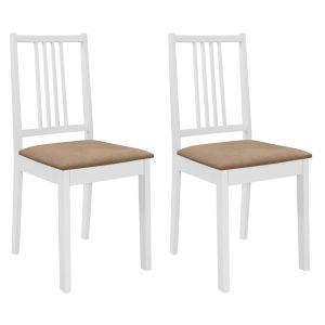 Sillas de comedor con cojines 2 unidades madera maciza blancas qweo9457