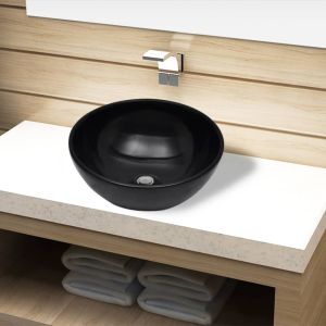 Lavabo de cerámica negro redondo eerf4425