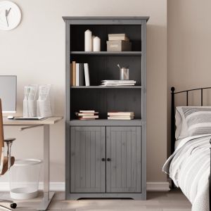 Librería bodo madera maciza de pino gris 82x40x173 cm