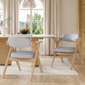 Conjunto de sillas de comedor madera maciza gris plegables set de 2