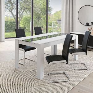 Silla de comedor negra con ribete blanco - lote de 4
