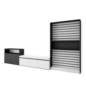 Muebles de salón para tv, 360x35x186cm, blanco y negro rf3186