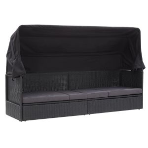 Sofá cama de exterior con dosel de resina tejida