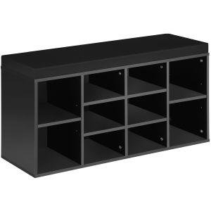 Zapatero con banco, caben 10 pares, 103,5 x 48 x 30 cm, negro