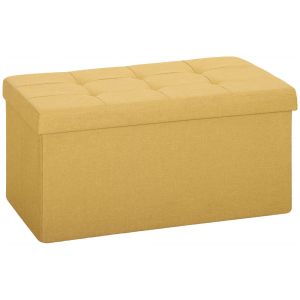 Banco de almacenaje lino sintético, tela no tejida color amarillo