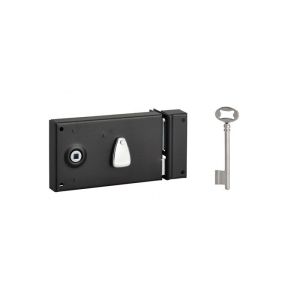 Cerradura horizontal negra epoxy 140x85 mm thirard con pomo de media vuelta
